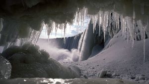 Превью обои сосульки, водопад, холод, зима