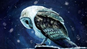 Превью обои сова, птица, снег, арт