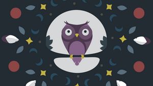 Превью обои сова, ветка, арт, вектор, листья