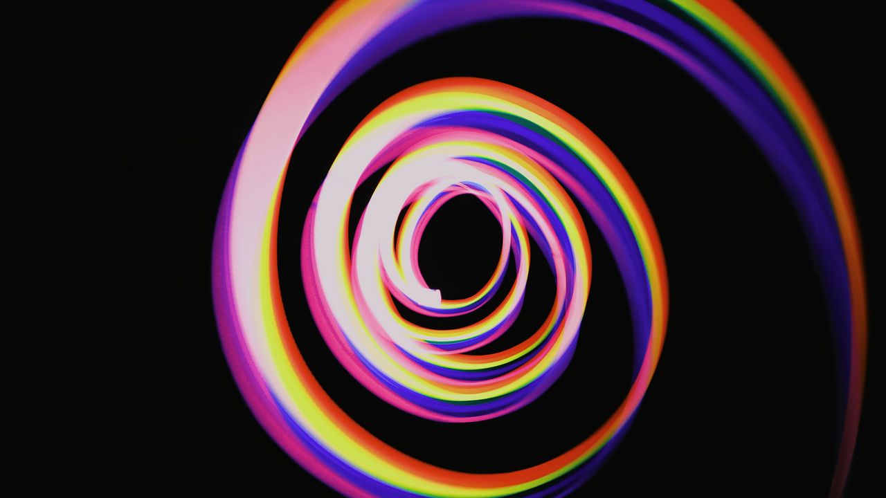 Обои спираль, разноцветный, радужный, свет, длительное воздействие, движение