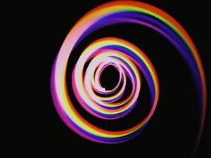 Превью обои спираль, разноцветный, радужный, свет, длительное воздействие, движение