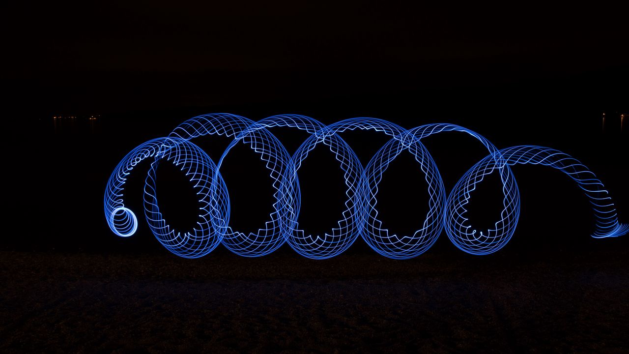 Обои спираль, светографика, синий