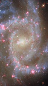 Превью обои спиральная галактика, звезды, туманности, блестки, космос