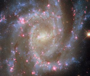 Превью обои спиральная галактика, звезды, туманности, блестки, космос