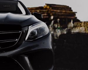 Превью обои спорткар, машина, фара, вид спереди