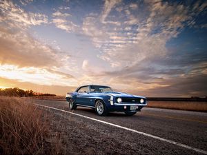 Превью обои ss, classic, american, camaro, chevrolet, 1969, синий