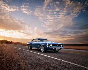 Превью обои ss, classic, american, camaro, chevrolet, 1969, синий