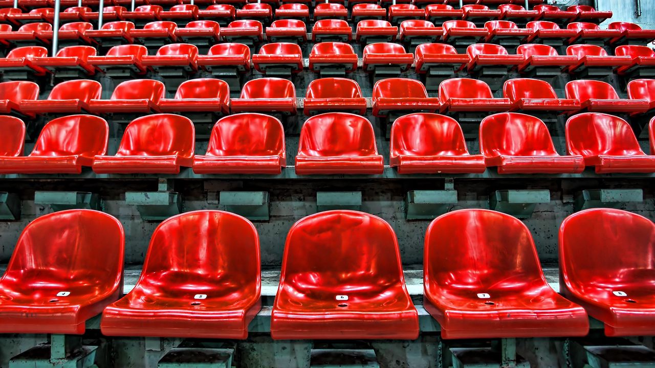 Обои стадион, сиденья, красный, зрители