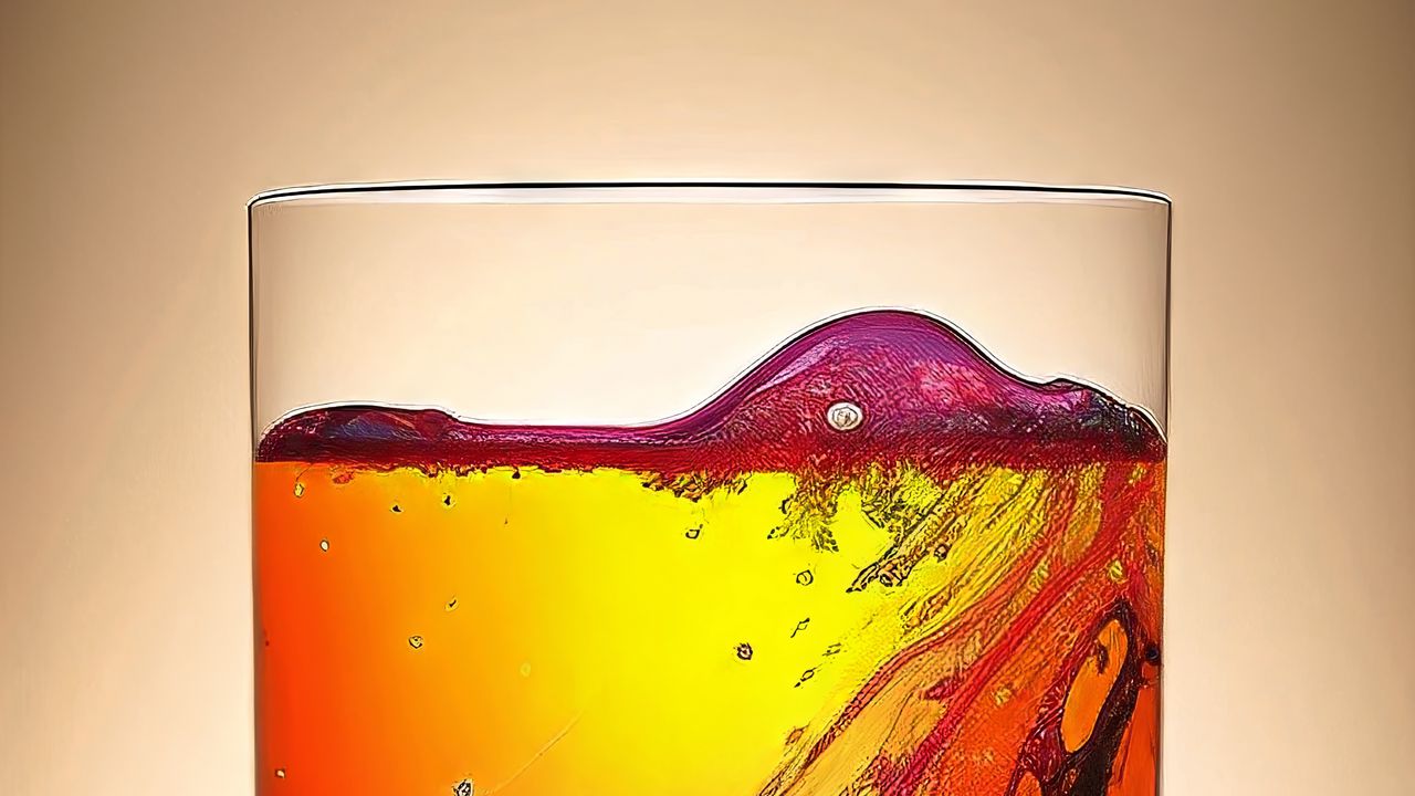Обои стакан, краска, жидкость, разноцветный