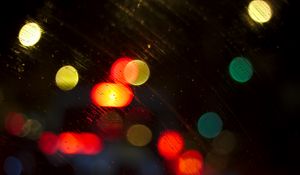 Превью обои стекло, капли, боке, темный