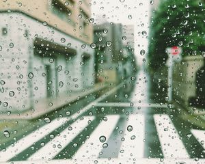 Превью обои стекло, капли, дорога, переход