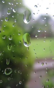 Превью обои стекло, капли, дождь, макро, прозрачный