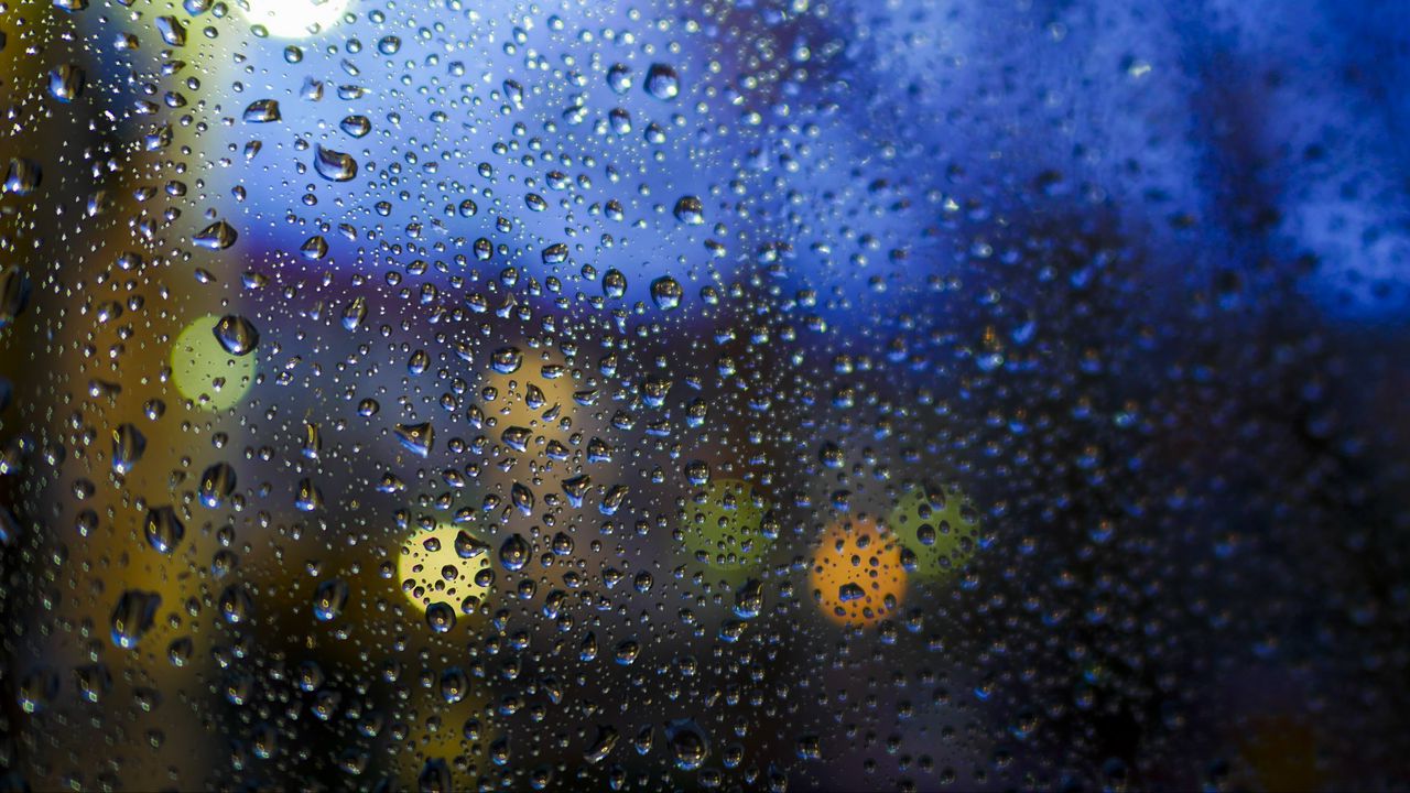 Обои стекло, капли, мокрый, поверхность, дождь, боке, полупрозрачный