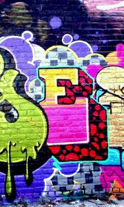 Превью обои стена, граффити, яркий, надпись