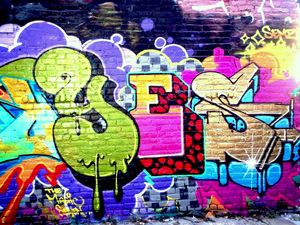 Превью обои стена, граффити, яркий, надпись