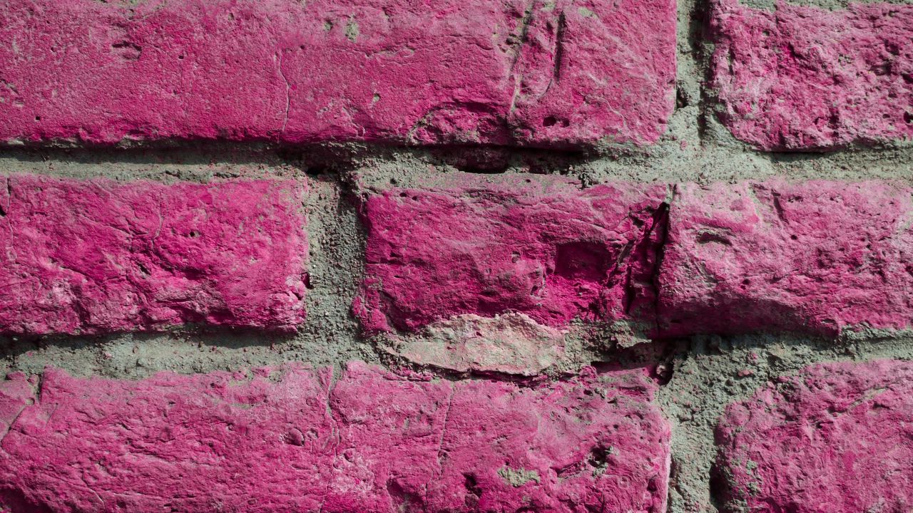 Обои стена, кирпич, текстура, розовый