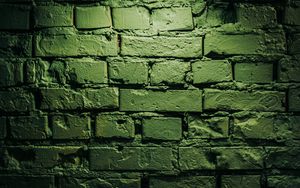 Превью обои стена, кирпичи, поверхность, лампа, освещение, зеленый