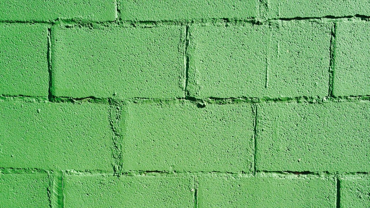 Обои стена, кирпичи, зеленый