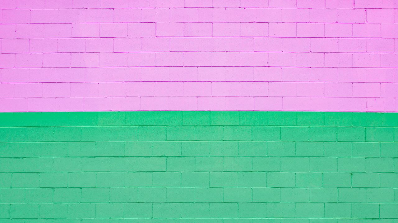 Обои стена, кирпичный, текстура, фиолетовый, зеленый
