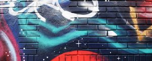 Превью обои стена, краска, мурал, разноцветный, текстура