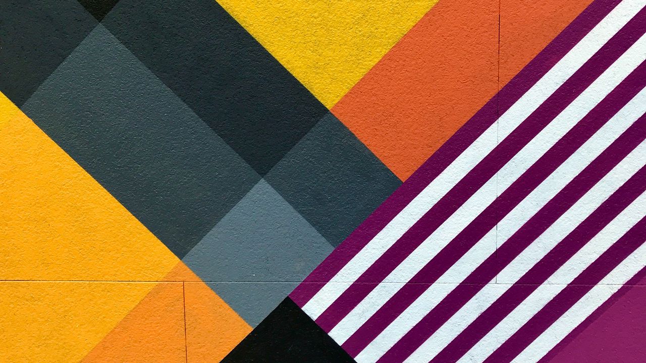 Обои стена, мурал, абстракция, геометрия, разноцветный