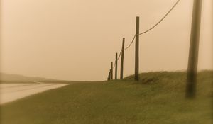 Превью обои столбики, веревка, ограждение, серость