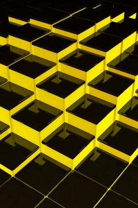 Превью обои структура, кубы, 3d, желтый, черный
