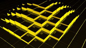 Превью обои структура, кубы, 3d, желтый, черный