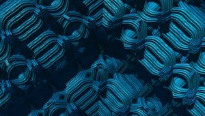 Превью обои структура, запутанный, синий, объем, 3d