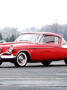 Превью обои studebaker, golden hawk, 1957, красный, вид сбоку