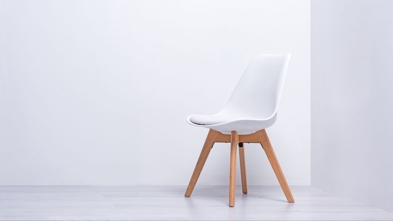 Обои стул, белый, минимализм, стена