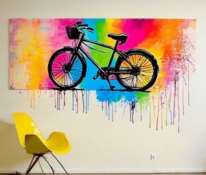 Превью обои стул, картина, велосипед, искусство, арт