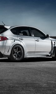 Превью обои subaru, impreza, wrx, sti, белый, вид сбоку