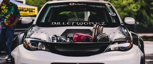 Превью обои subaru impreza wrx sti, subaru, спорткар, вид спереди