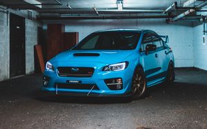 Превью обои subaru wrx, subaru, автомобиль, спорткар, вид спереди, синий