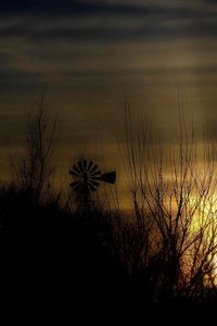 Превью обои сумерки, пейзаж, мельница, горизонт, темный