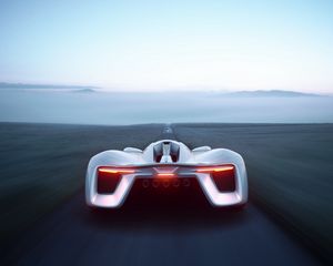 Превью обои суперкар, спорткар, вид сзади, скорость, горизонт