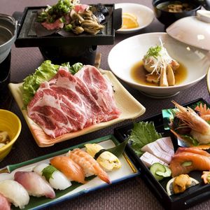 Превью обои суши, мясо, морепродукты, рыба, китайская кухня