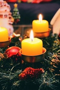 Превью обои свеча, ель, рождество, украшение
