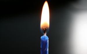 Превью обои свеча, фитиль, огонь, воск, синий