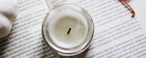 Превью обои свеча, книга, текст, лист