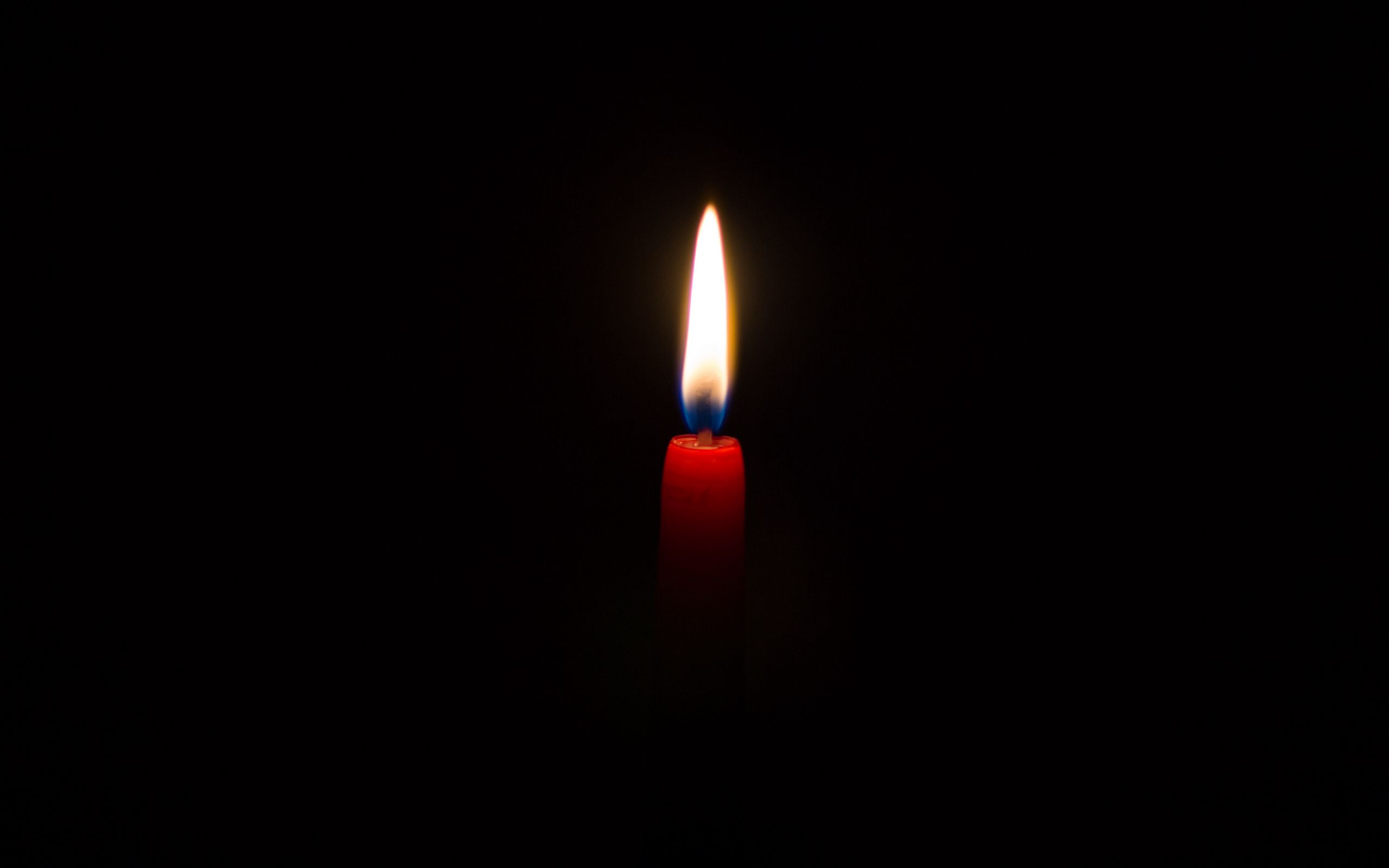 2560x1600 Обои свеча, пламя, воск, темный фон