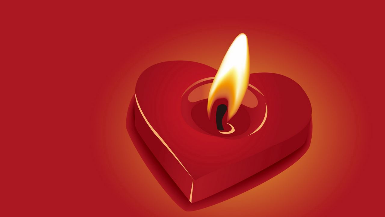 Обои свеча, сердце, огонь