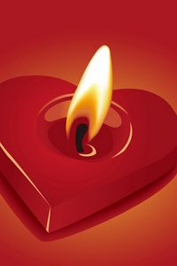 Превью обои свеча, сердце, огонь