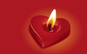 Превью обои свеча, сердце, огонь