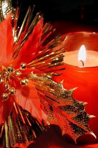 Превью обои свеча, украшение, новый год, красный