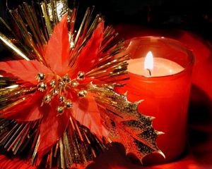 Превью обои свеча, украшение, новый год, красный