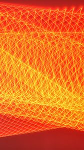 Превью обои свет, фризлайт, длинная выдержка, линии, абстракция, оранжевый