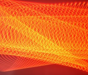 Превью обои свет, фризлайт, длинная выдержка, линии, абстракция, оранжевый