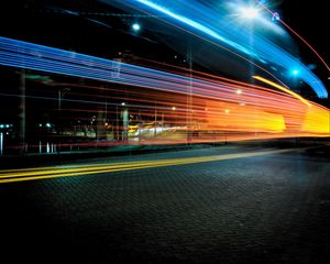 Превью обои свет, город, движение